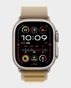 Apple Watch Ultra 2 GPS + Cellular 49mm Natural Titanium Case with Tan Alpine Loop / Medium / (MX4F3) in Qatar