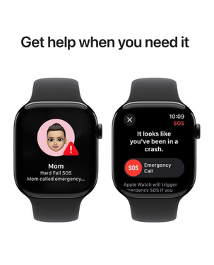 Apple Watch Series 10 GPS + Cellular 42mm Jet Black Aluminum Case with Black Sport Band M/L - MWX73
