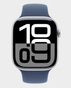 Apple Watch Series 10 GPS + Cellular 42 mm Silver Aluminum Case with Denim Sport Band S/M (MWX33) in Qatar