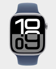Apple Watch Series 10 + SKU GPS 46 mm Silver Aluminum Case with Denim Sport Band M/L (MWWM3) in Qatar