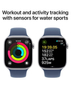 Apple Watch Series 10 GPS + Cellular 42mm Silver Aluminum Case with Denim Sport Band S/M - MWX33