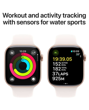 Apple Watch Series 10 GPS 46mm Rose Gold Aluminum Case with Light Blush Sport Band S/M - MWWT3