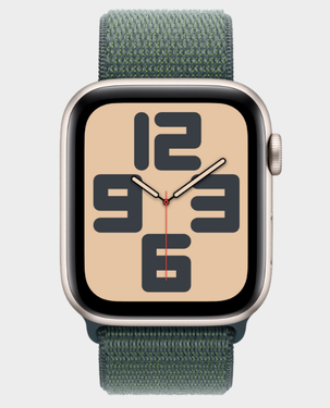 Apple Watch SE (2024) GPS 44 mm Starlight Aluminium Case With Lake Green Sport Loop (MXEW3) in Qatar