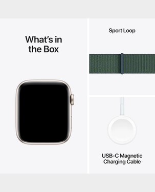Apple Watch Se [2024] GPS 44 mm Starlight Aluminium Case With Lake Green Sport Loop - MXEW3