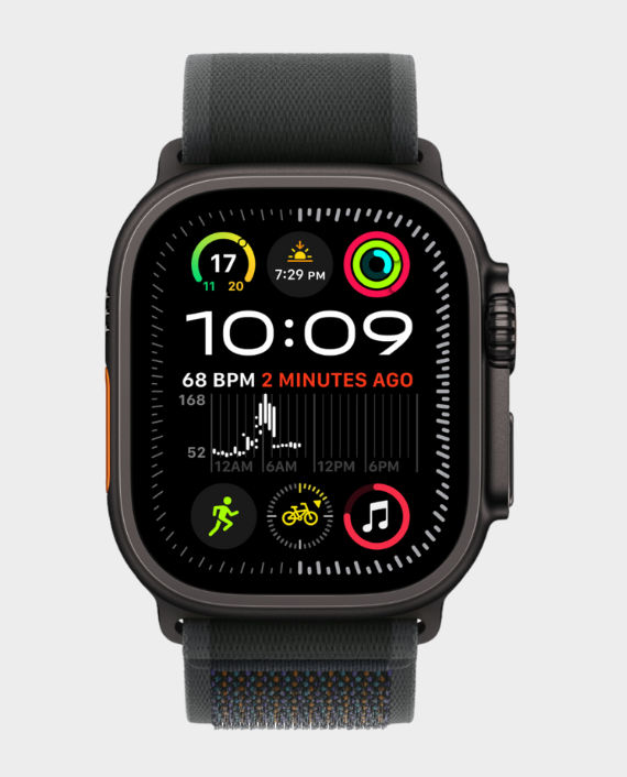 Apple Watch Ultra 2 GPS + Cellular 49mm Black Titanium Case with Black Trail Loop S/M - MX4U3 in Qatar