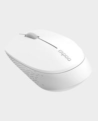 Rapoo M100 Ultra Silent Wireless Mouse with Bluetooth / Multi-Device Connectivity Up to 3 Devices / Ergonomic Design / 1300 DPI / Compatible For iPhone, Laptop, Android, Desktop, iPad (Light Grey) in Qatar