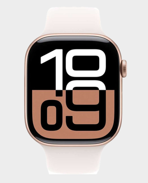 Apple Watch Series 10 + SKU GPS 46 mm Rose Gold Aluminum Case with Light Blush Sport Band S/M (MWWT3) in Qatar