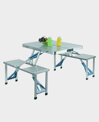 Hexar Multipurpose Table | 4-Seat | Alloy Steel (Silver) in Qatar