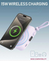 Moxedo Snap-On 8000 mAh | 15W | Wireless Charging Powerbank | USB-C Cable | MX-PBH036-BK -Purple