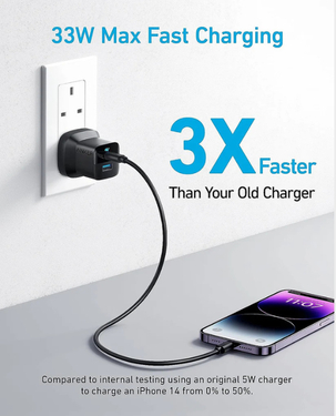 Anker 323 Mobile Charger |  33W | PD | USB-C to USB-C  | B2331K11- Black