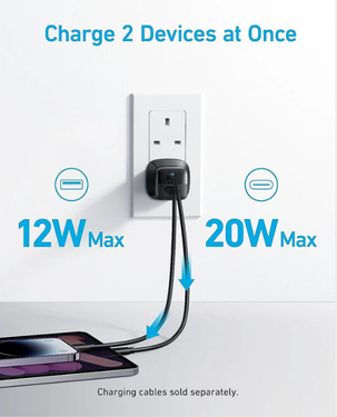 Anker 323 Mobile Charger |  33W | PD | USB-C to USB-C  | B2331K11- Black