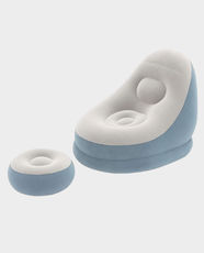 Bestway Comfort Cruiser Inflate-A-Chair with Ottoman | Portable and Inflatable | Chair and Ottoman - Blue