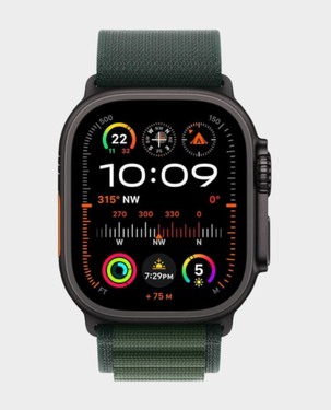 Apple Watch Ultra 2 GPS + Cellular 49mm Black Titanium with Dark Green Alpine Loop – Medium in Qatar