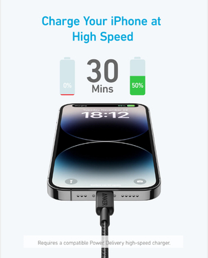 Anker 322 USB C to 6ft Lightning Cable A81B6H11 - Black