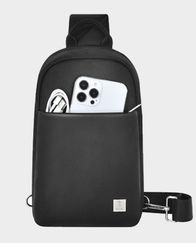 WiWU Hali Crossbody Bag | Polyester and PU Leather (Black) in Qatar