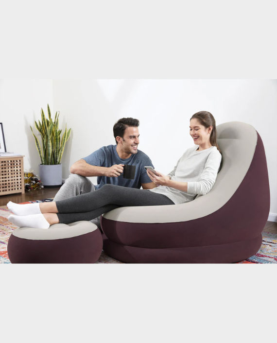 Buy Bestway Comfort Cruiser Inflate-A-Chair with Ottoman | Portable and ...