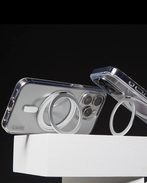CARE by PanzerGlass Feature Kickstand and MagSafe Transparent Case for Apple iPhone 16 - Silver