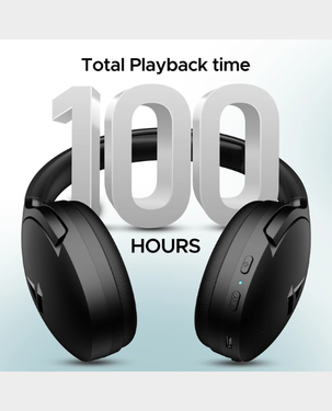 Boat Rockerz 551 Over Ear Bluetooth Headphones | Bluetooth | 35 dB ANC | Up to 100 Hours of Play Time | Adaptive HeadBand - Stellar Black