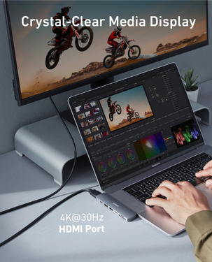 Anker 547 7-In-2 USB-C Hub  for MacBook | 100W Power | USB-C, USB-A, HDMI, SD, microSD | A8371HA1 - Gray