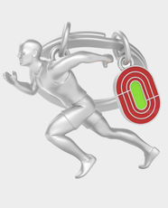 Metalmorphose Runner Athlete Key Ring – Matt Chrome with Red & Green Epoxy