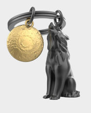Metalmorphose Wolf Key Ring – Matte Bullet Finish with Pearl Gold Details & Black Epoxy