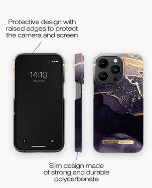 Ideal of Sweden Fashion Case  Case Apple iPhone 14 Pro | MagSafe - Golden Twilight Marble