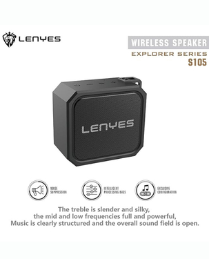 Lenyes S105 Wireless Bluetooth Speaker | 12W | Up to 20 Hours | IPX7 Waterproof | Bluetooth 4.2 - Black