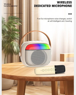 LENYES S227 Wireless Karaoke Speaker Five Fun Microphone Voice Changes | 5W | Bluetooth 5.3 - Beige