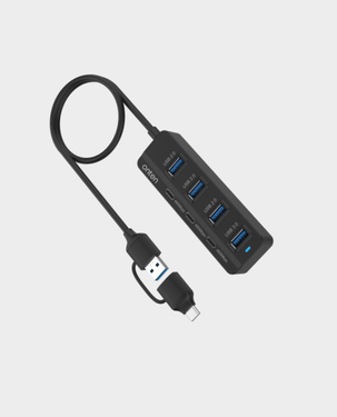 ONTEN UCA2306 7-In-2 USB-C/USB 3.0 7-Port Hub | 1x USB 3.0 | 3x USB 2.0 | 3x USB-C Ports | 1x USB-C for 5V Input - Black