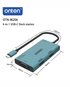 Onten M206 4-in-1 USB-C to Dual HDMI + VGA Adapter | 2 × HDMI 2.0  | 1 × VGA | 1 x Audio Output | 140mm Cable - Pine Green