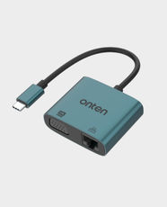 Onten 2-In-1 USB-C to VGA Adapter with RJ45 | UC289 (Pine Green) in Qatar