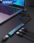 Onten UCA9701 4-In-2 USB-C/USB 3.0 to 4-Port Hub | 1 × USB 3.0 (5Gbps) | 3 × USB 2.0 (480Mbps) - Pine Green