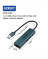 Onten 5220 USB 3.0 to 3-Ports USB 3.0 Hub with Gigabit Ethernet Adapter | 1 × Gigabit Ethernet Adapter (RJ45, supports 10/100/1000 Mbps) | 3 × USB 3.0 - Pine Green