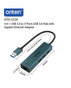 Onten 5220 USB 3.0 to 3-Ports USB 3.0 Hub with Gigabit Ethernet Adapter | 1 × Gigabit Ethernet Adapter (RJ45, supports 10/100/1000 Mbps) | 3 × USB 3.0 - Pine Green