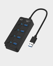 Onten 5301 USB 3.0 4-Port Hub with Switch | 1 × DC Power Supply Port | 4 × USB 3.0 Ports (5Gbps) - Black