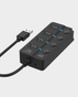 Onten 5301 USB 3.0 4-Port Hub with Switch | 1 × DC Power Supply Port | 4 × USB 3.0 Ports (5Gbps) - Black