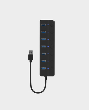 Onten 5307 USB 3.0 to 7-Port USB 3.0 Hub with Switch | 1 × DC Power Input Port | 4 × USB 3.0 Ports (5Gbps) | 3 × USB 2.0 Ports (480Mbps) - Black