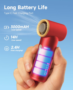 KiCA JetFan Mini | Portable Fan | KiCAPF - Bright Red