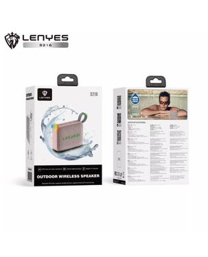 LENYES S216 Portable Wireless Speaker | 6W | IPX7 | RGB Lighting | Bluetooth 5.3 | TF Card - Pink