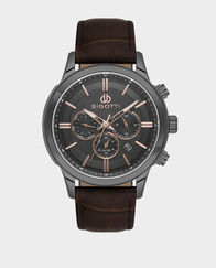 Bigotti Quotidiano Gents Quartz Watch Dark Brown Leather Black Dial in Qatar
