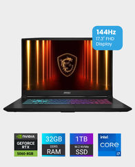 MSI Katana 17 HX B14WFK-283XCZ Gaming Laptop | 17.3Inch FHD IPS 144Hz Display | Intel Core i7-14650HX | 32GB RAM | 1TB SSD | NVIDIA RTX 5060 8GB | Backlit Keyboard | No OS | 9S7-17L791-283 -‎ Black